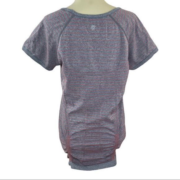 ATHLETA striped gathered front short sleeve top size XL - Picture 7 of 8